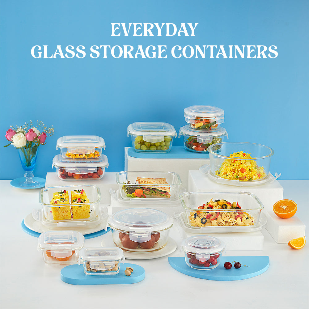 Larah Everyday Klip n Store Round Glass Containers