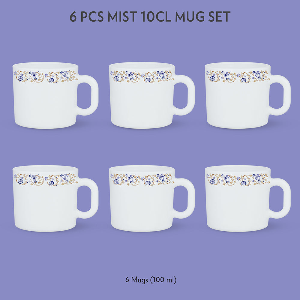 My Borosil Opalware Coffee Mugs & Travel Mugs 6 x 100 ml Mist Mug Set