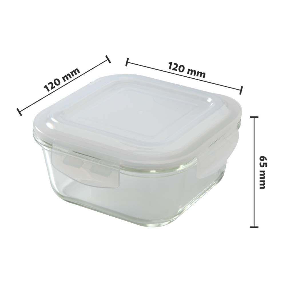 My Borosil Glass Lunchboxes 320 ml x 3 Indigo Glass Lunch Box, Square x 3
