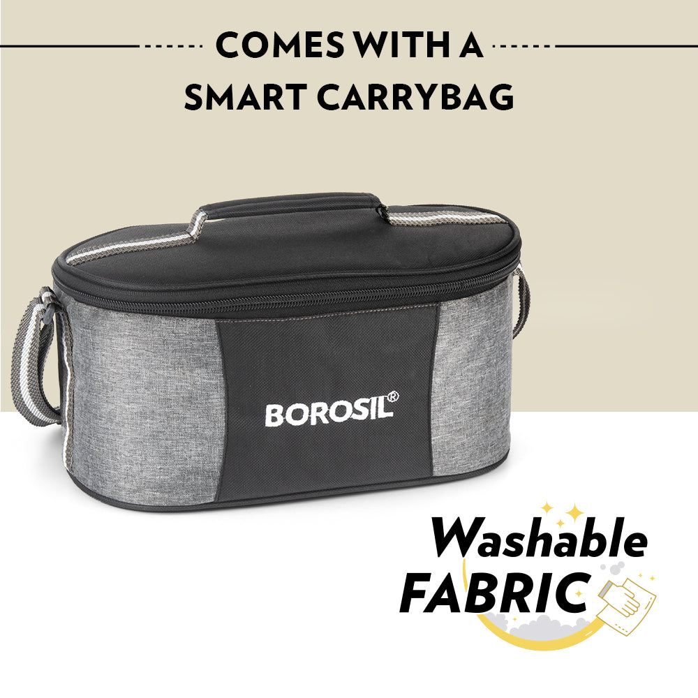 My Borosil Glass Lunchboxes Set of 4 (400 ml x 2, 250 ml x 2) Feast Universal Stainless Steel Lunch Box
