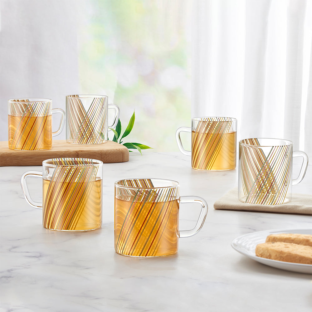 My Borosil Glass Mugs 295 ml x 6 Prism Glass Mug, Set of 6