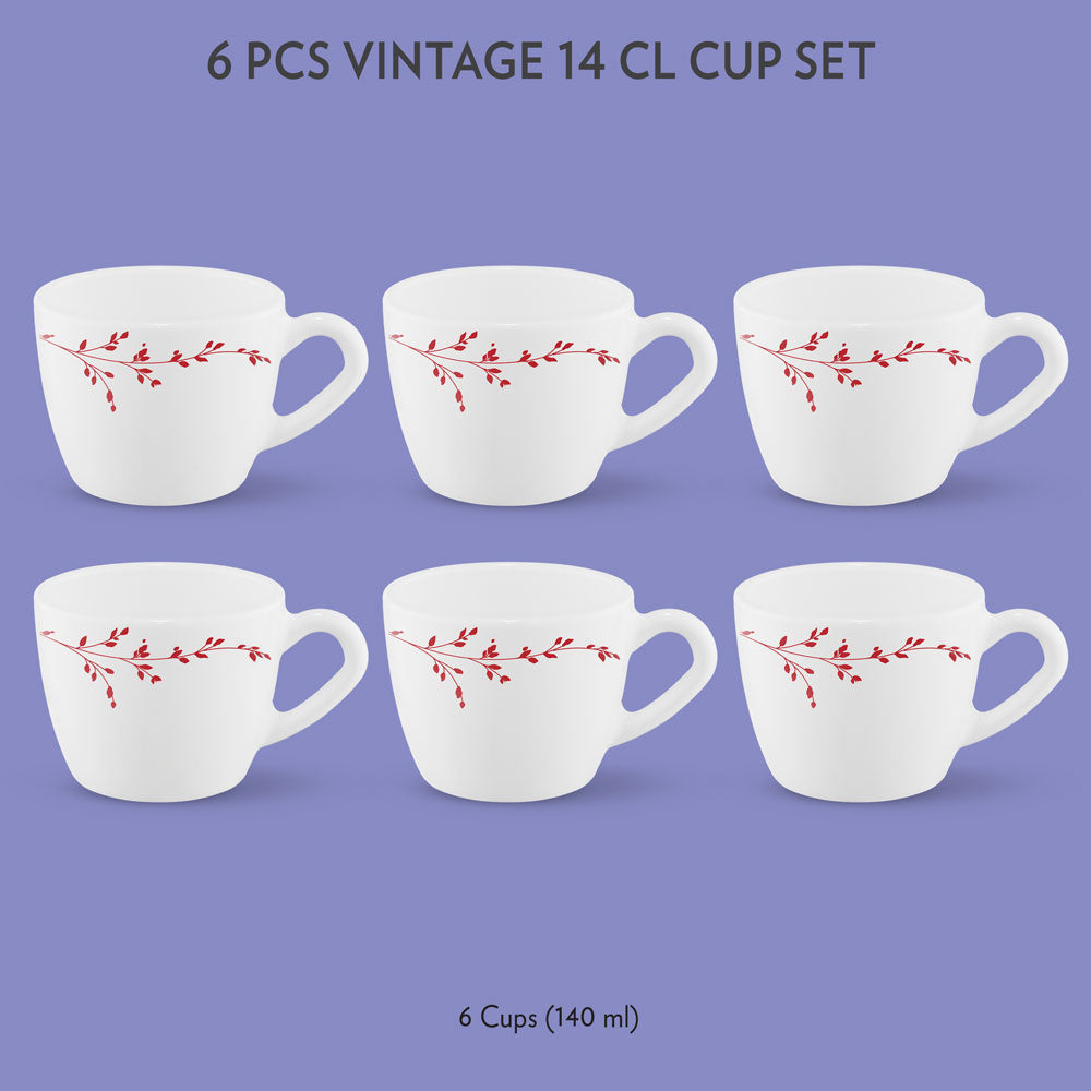 My Borosil Opalware Tea Cups & Tea Sets 140 ml x 6 Vintage Cup Set