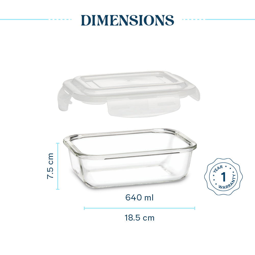 Larah Everyday Klip n Store Rectangular Glass Container