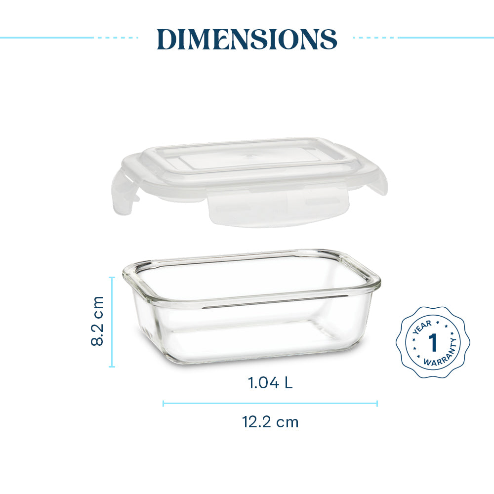 Larah Everyday Klip n Store Rectangular Glass Container