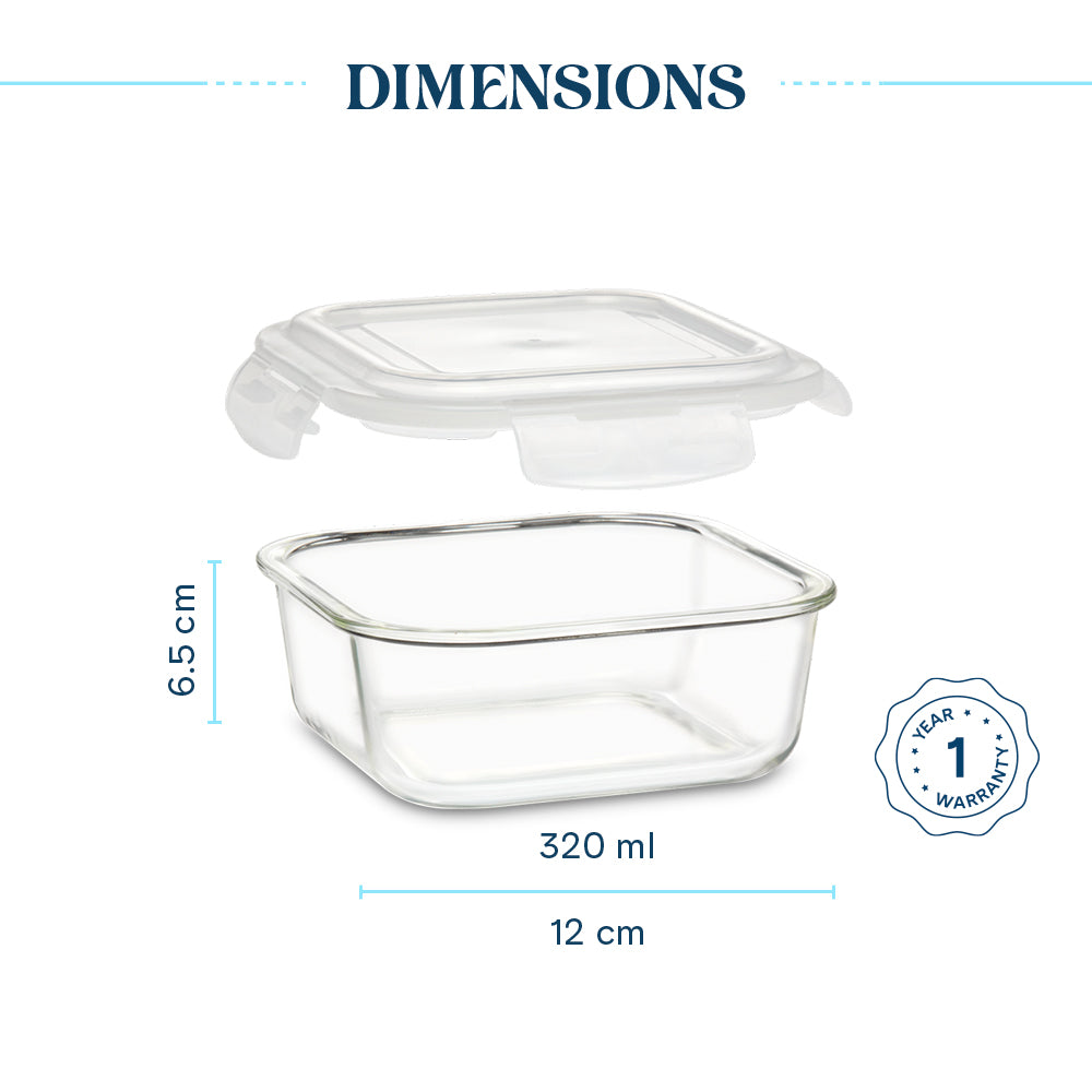Larah Everyday Klip n Store Square Glass Container