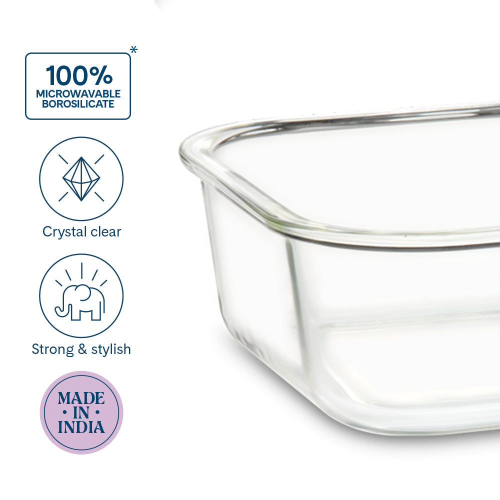 Larah Everyday Klip n Store Square Glass Container