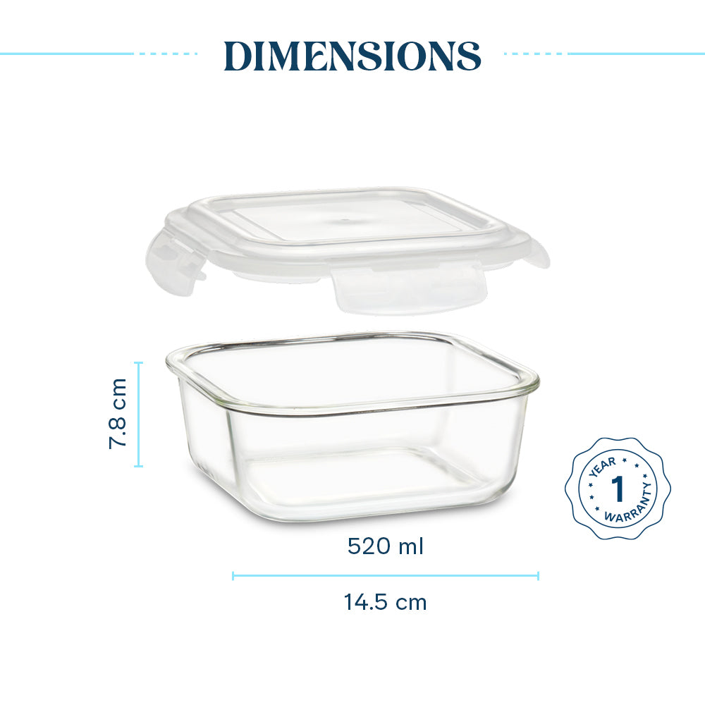 Larah Everyday Klip n Store Square Glass Container