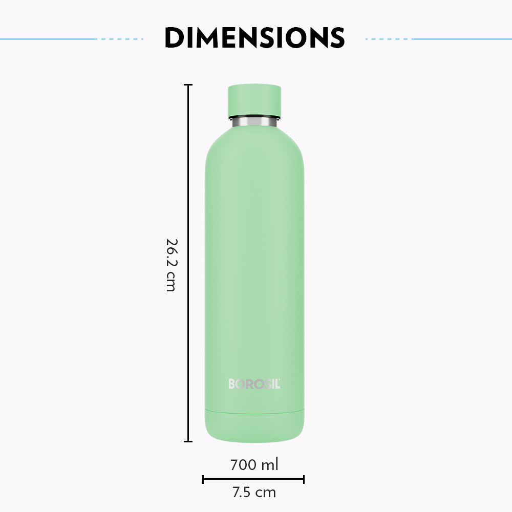 Borosil Pacific Insulated Bottle, Light Green, 700 ml - Personalise