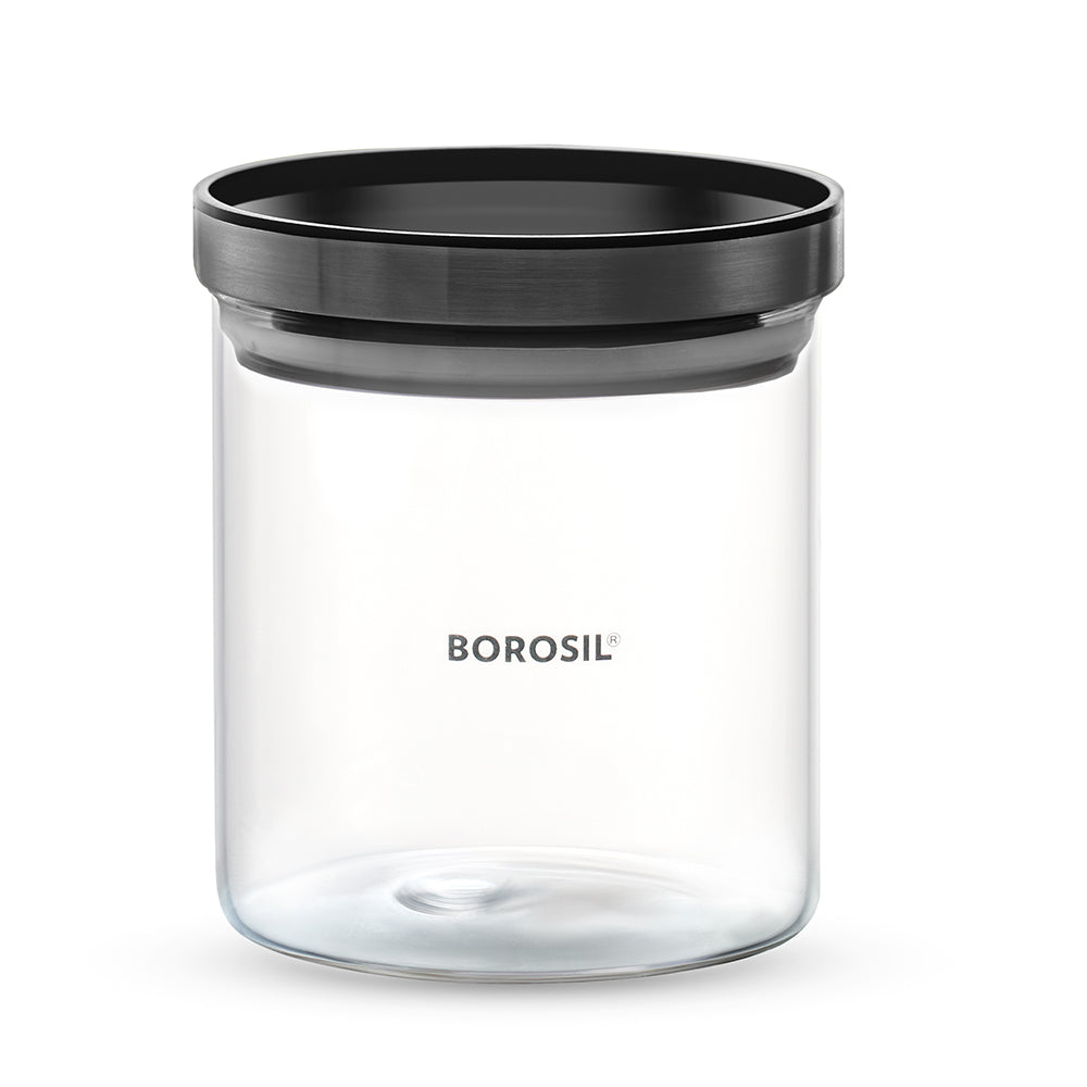 Borosil Stack n Store Jar (Black PP Lid) - Personalise