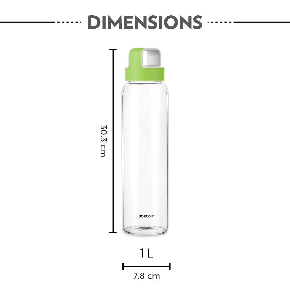 Neo Borosilicate Glass Bottle - Green Lid