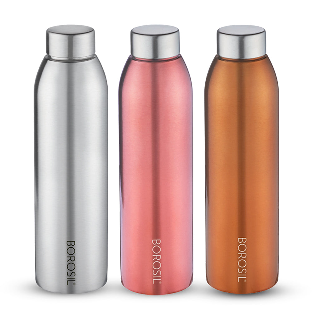 Borosil Easy Sip Stainless Steel 750 ml Multicolor - Set of 3