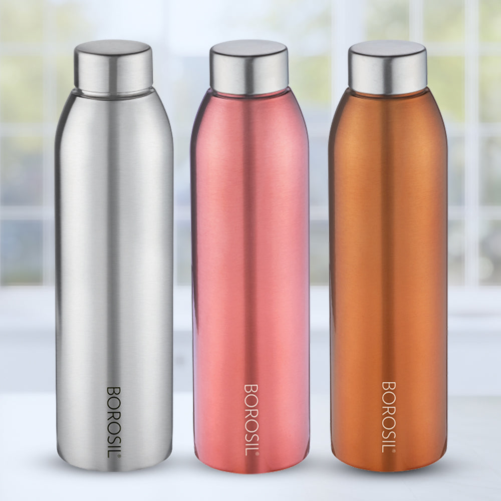 Borosil Easy Sip Stainless Steel 750 ml Multicolor - Set of 3