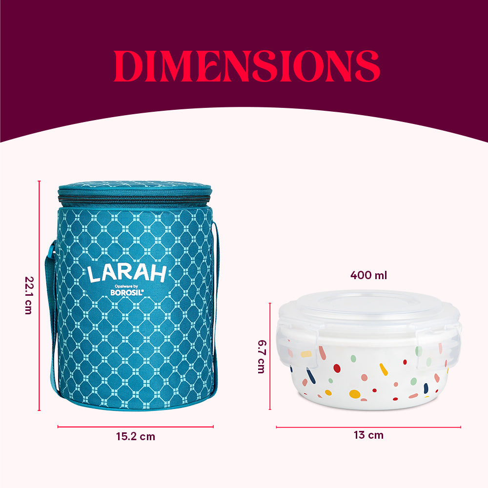 Larah by Borosil Aria Lunchbox, Set of 3, Teal