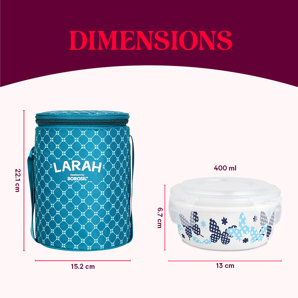 Larah by Borosil Veera Blue Lunchbox, Set of 3, Teal