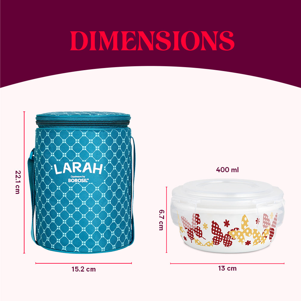 Larah by Borosil Veera Orange Lunchbox, Set of 3, Teal