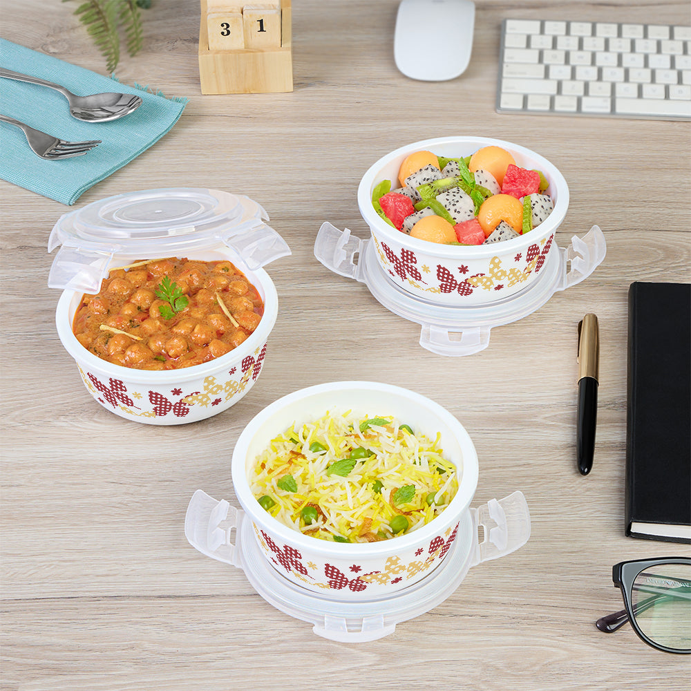 Larah by Borosil Veera Orange Lunchbox, Set of 3, Teal