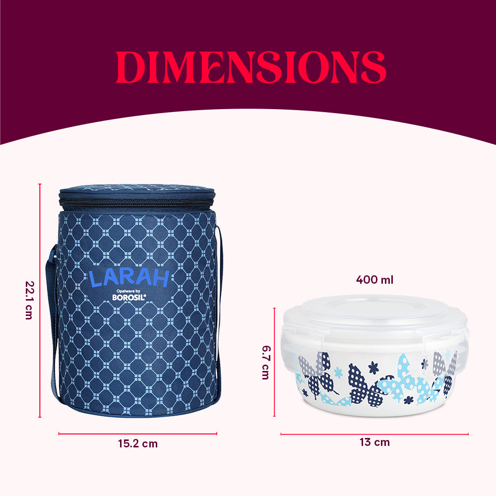 Larah by Borosil Veera Blue Lunchbox, Set of 3, Blue