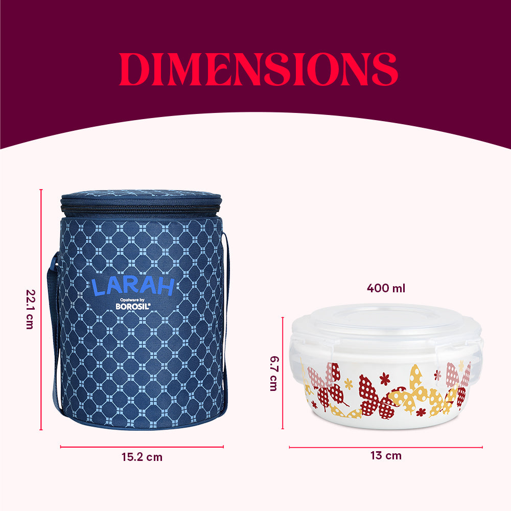 Larah by Borosil Veera Orange Lunchbox, Set of 3, Blue