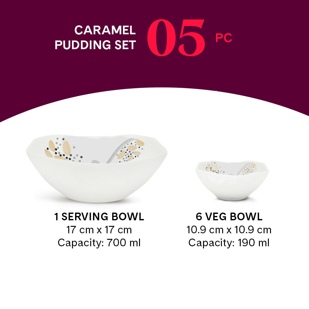 Larah by Borosil Caramel Pudding Set