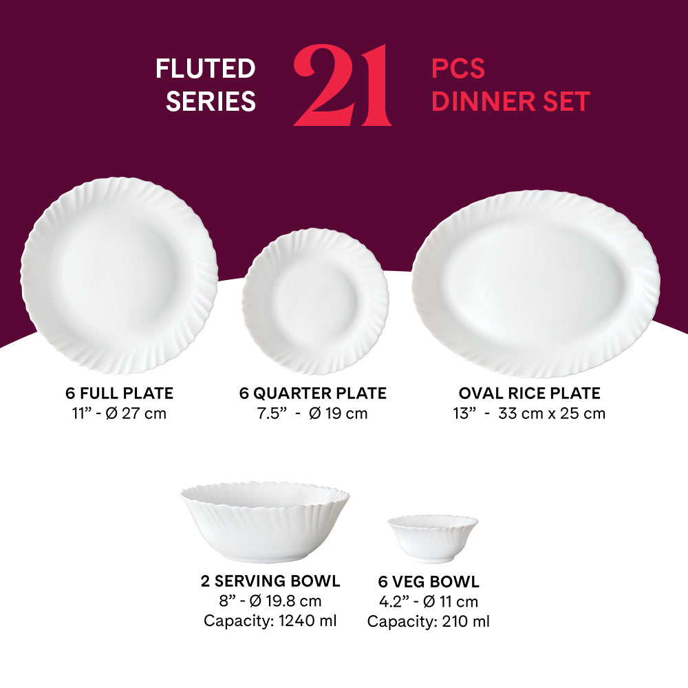 Larah by Borosil, Snow Dinner Set