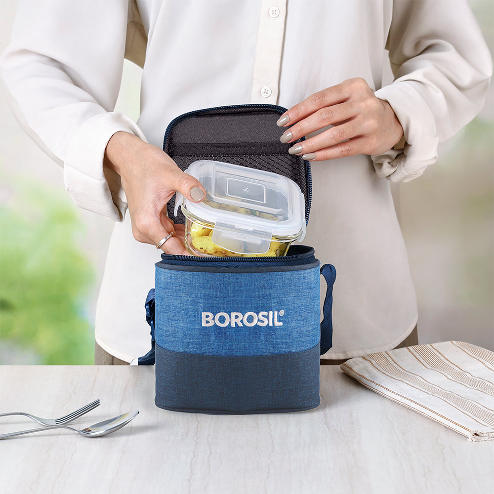 Borosil Prime Glass Lunchbox, Square x 2 (Tall)
