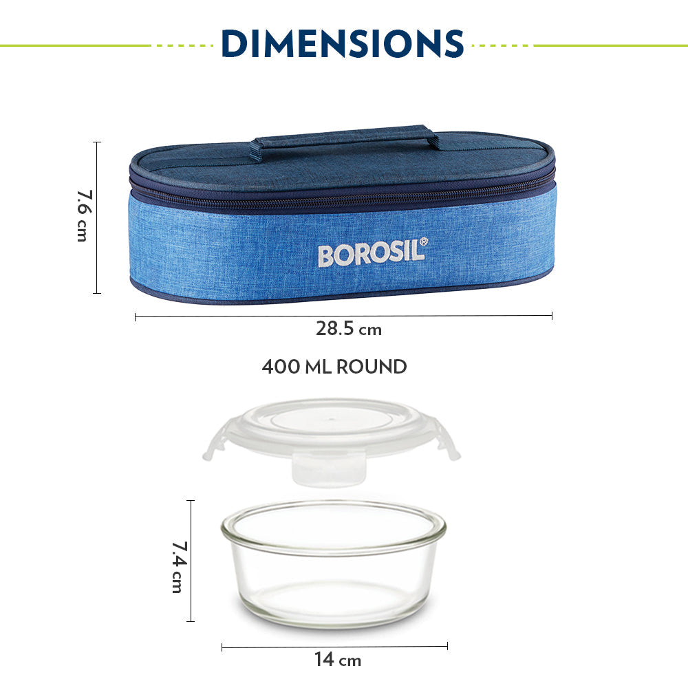 Borosil Prime Glass Lunchbox, Round x 2 (Tall)