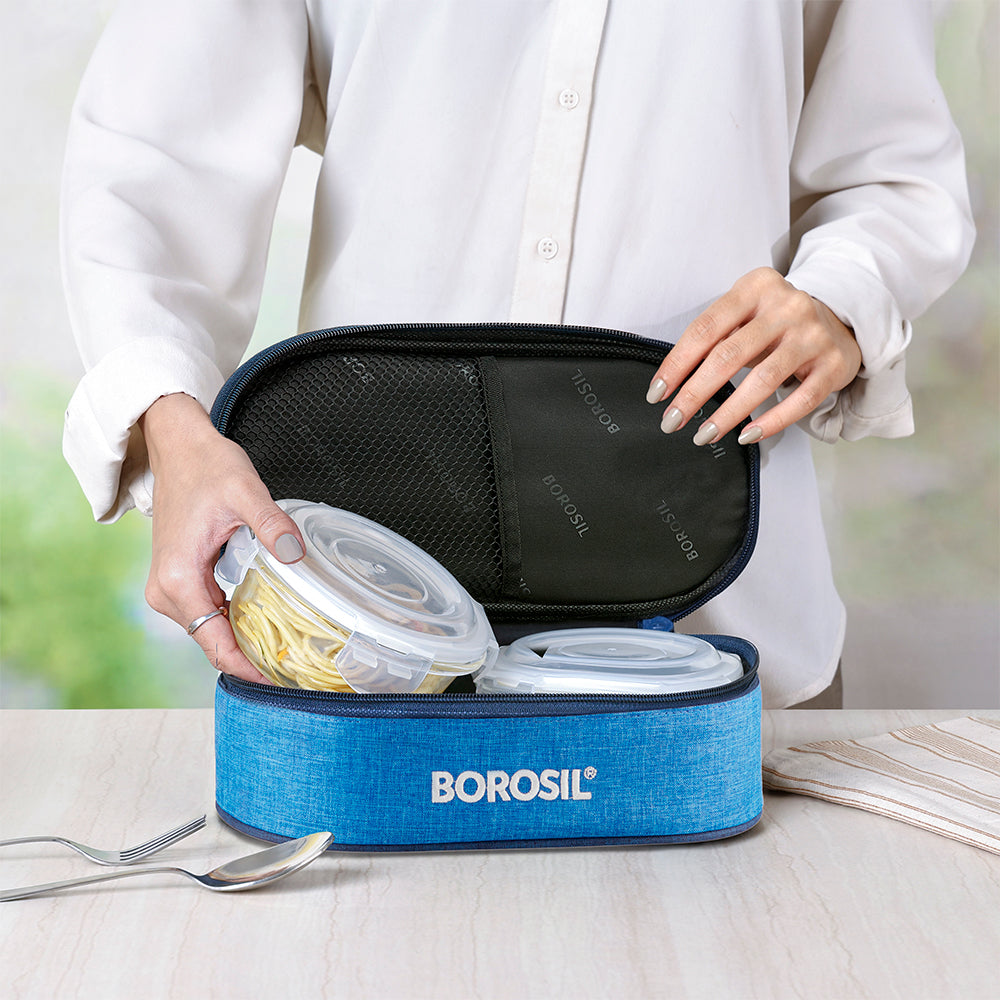Borosil Prime Glass Lunchbox, Round x 2 (Tall)