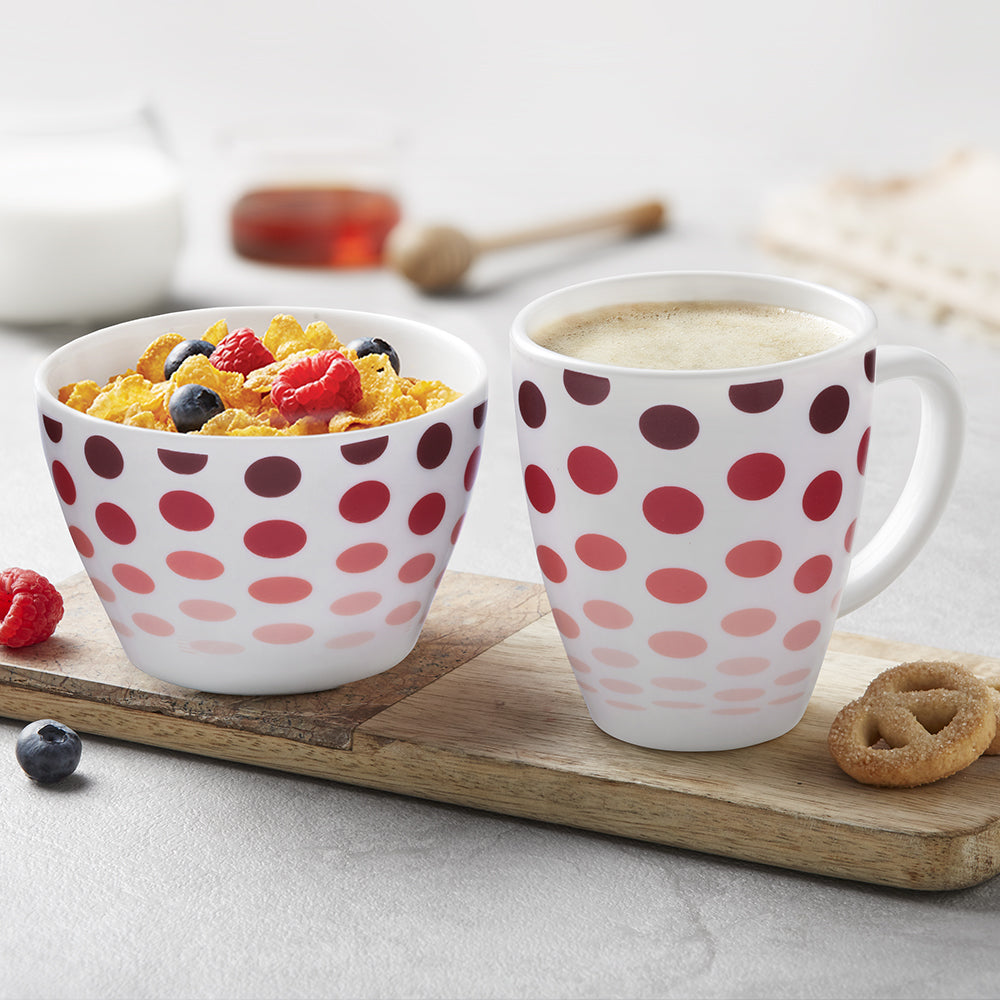 My Borosil Breakfast & Snack Sets 2 pc Set Polka Red Breakfast Set