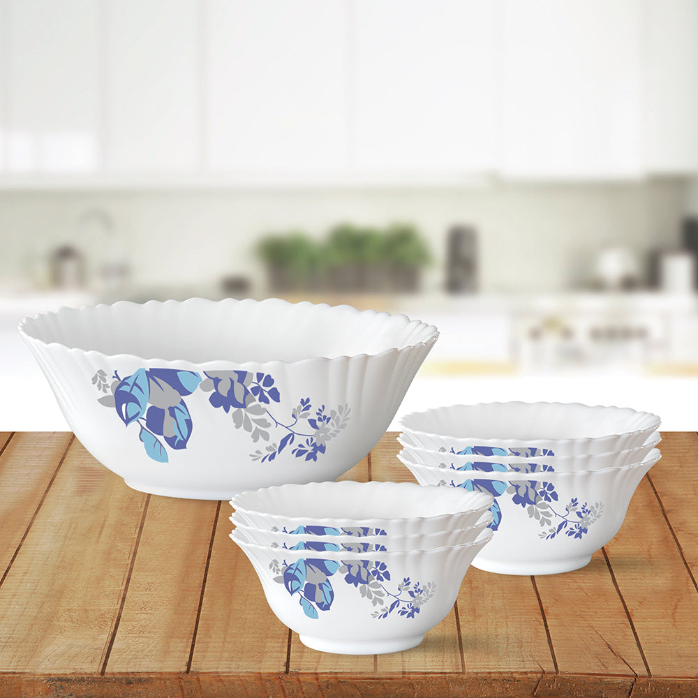 My Borosil Breakfast & Snack Sets 7 pc Set (Large) Blue Cascade Pudding Set