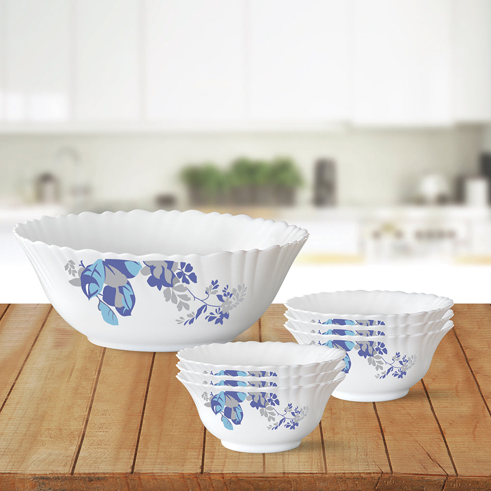 My Borosil Breakfast & Snack Sets 7 pc Set (Small) Blue Cascade Pudding Set
