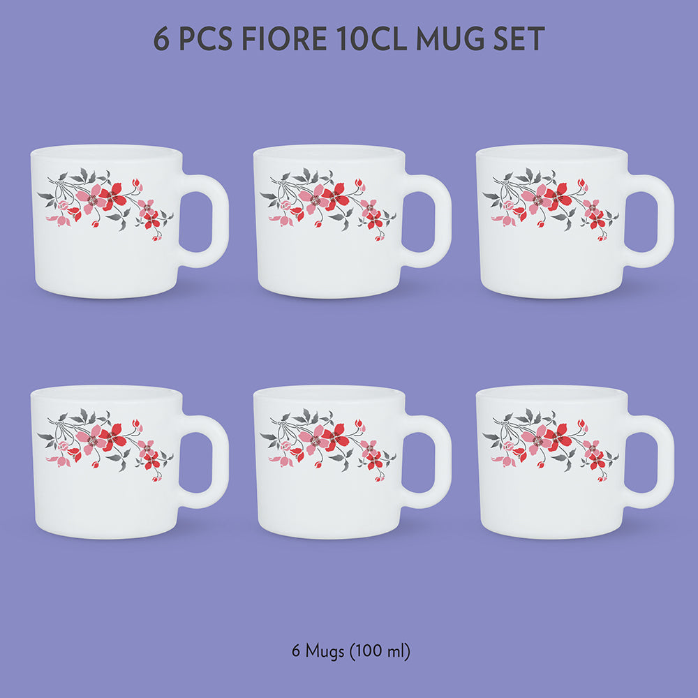 My Borosil Opalware Coffee Mugs & Travel Mugs 6 x 100 ml Fiore Mug Set