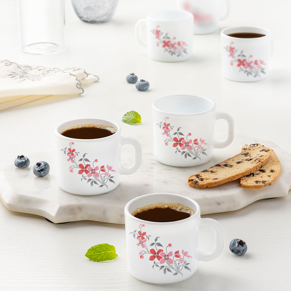 My Borosil Opalware Coffee Mugs & Travel Mugs 6 x 100 ml Fiore Mug Set