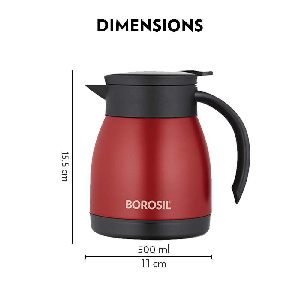 My Borosil Coffee Servers & Tea Pots 500 ml Insulated Tea Pot, Red