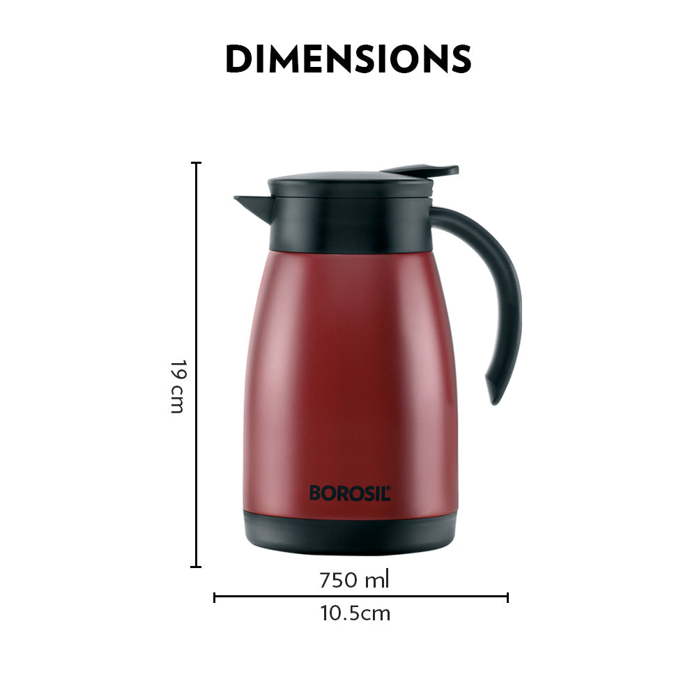 My Borosil Coffee Servers & Tea Pots 750 ml Insulated Tea Pot, Red