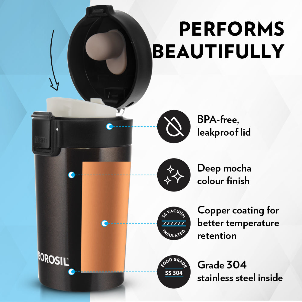 My Borosil Insulated Mug 300 ml Coffeemate Insulated Mug, Mocha