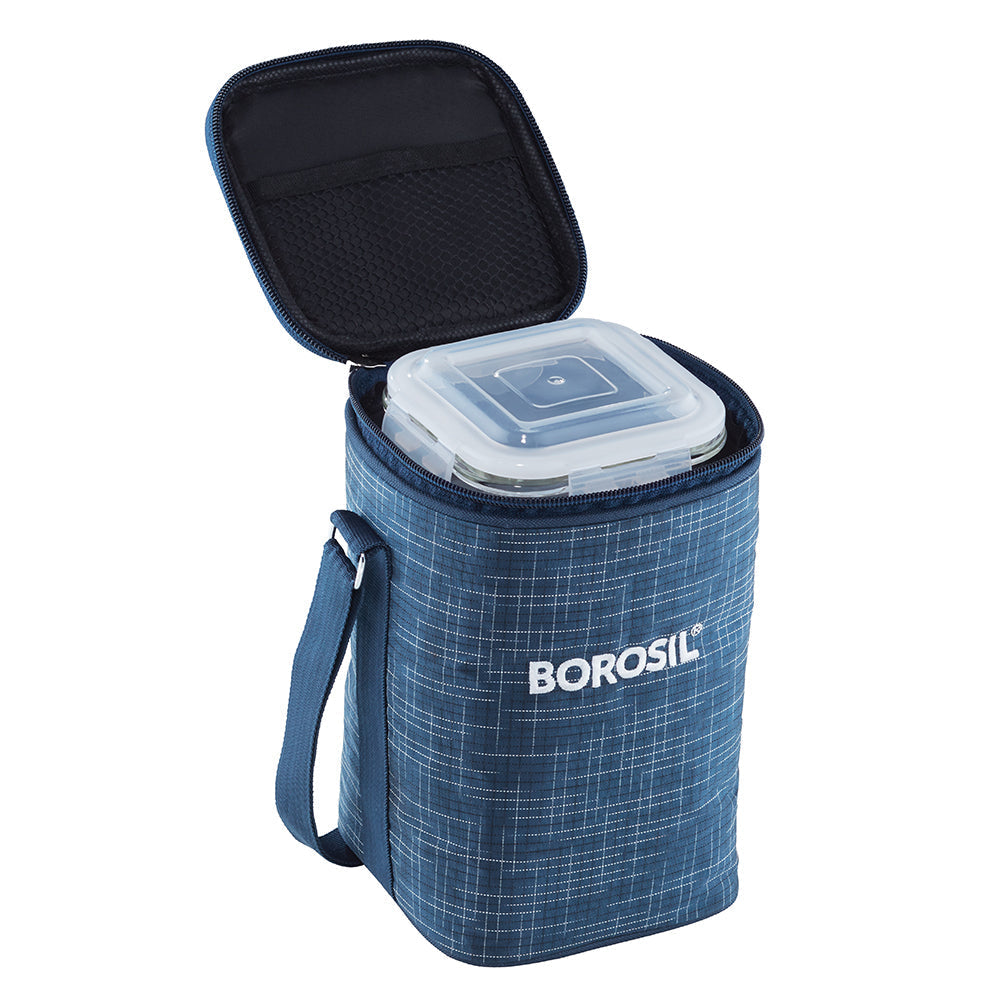 My Borosil Glass Lunchboxes 320 ml x 3 Indigo Glass Lunch Box, Square x 3