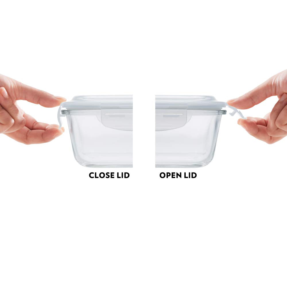 My Borosil Glass Lunchboxes 320 ml x 3 Indigo Glass Lunch Box, Square x 3