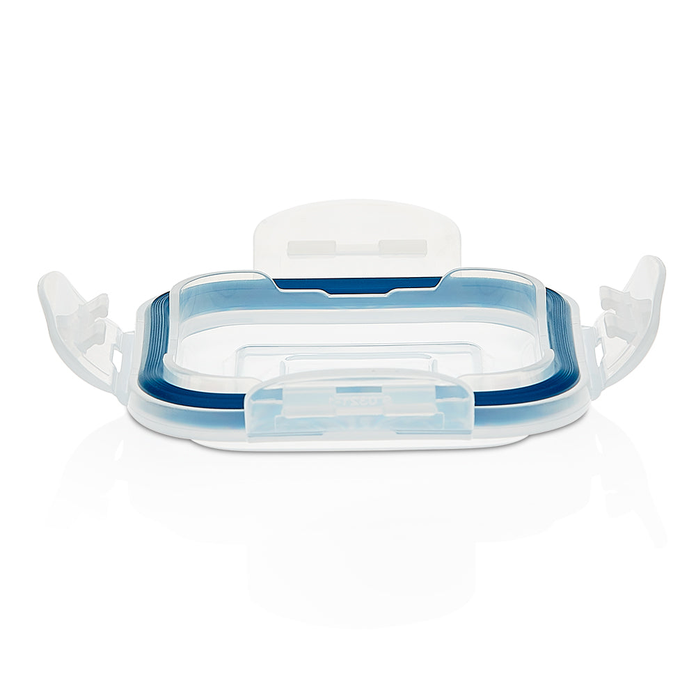 My Borosil Glass Lunchboxes Set of 2, 320ml Elite Blue Grey Glass Lunch Box, Square x 2 (Flat)