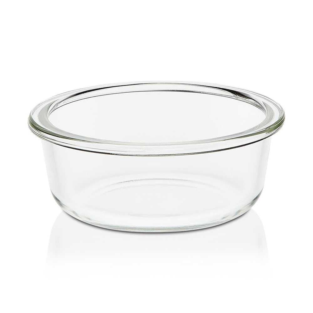 My Borosil Glass Lunchboxes Set of 2, 400ml Elite Blue Grey Glass Lunch Box, Round x 2 (Tall)