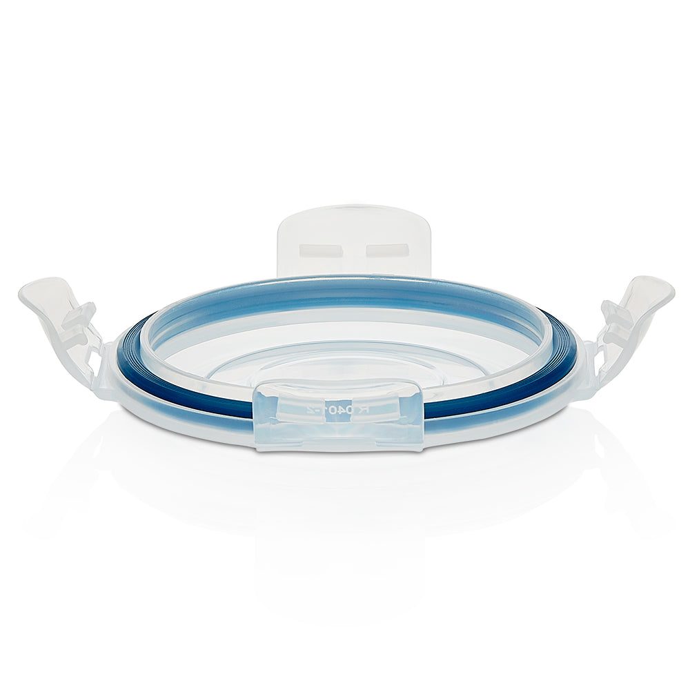 My Borosil Glass Lunchboxes Set of 3, 400ml Elite Blue Grey Glass Lunch Box, Round x 4 (Tall)