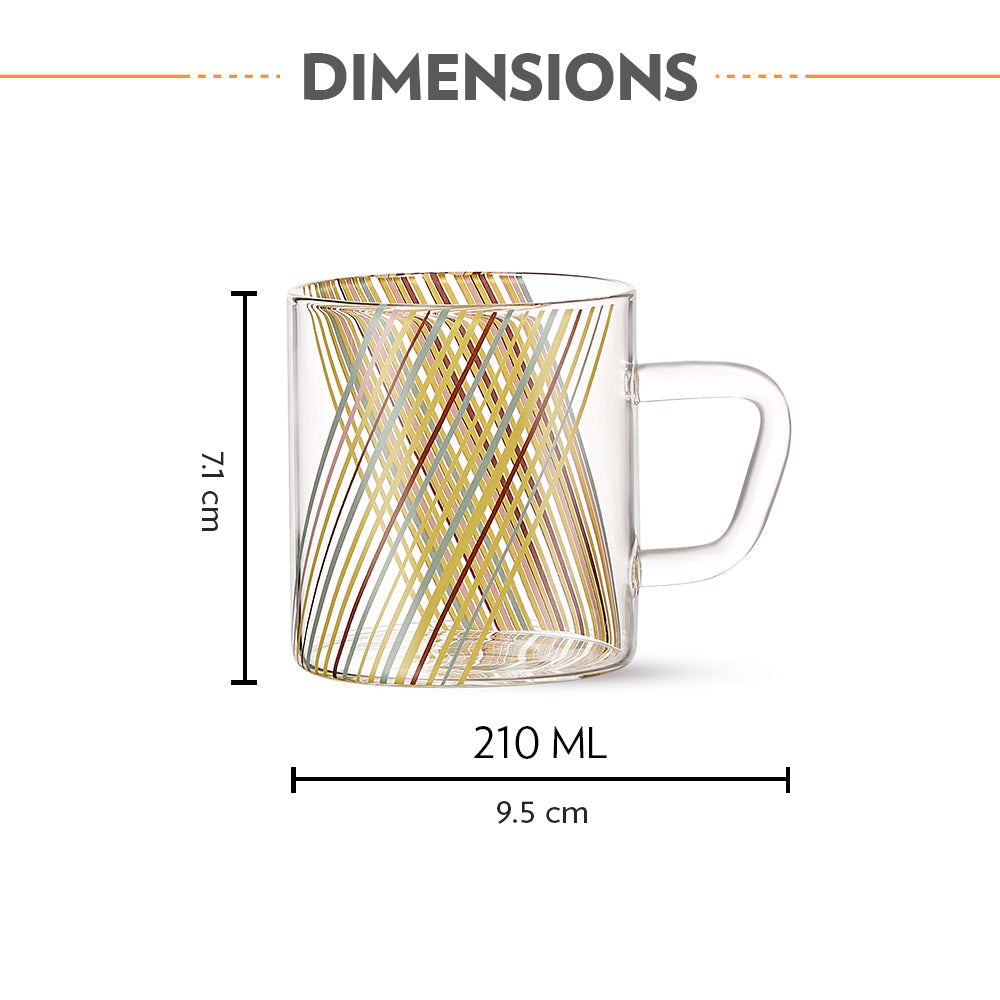 My Borosil Glass Mugs 295 ml x 6 Prism Glass Mug, Set of 6
