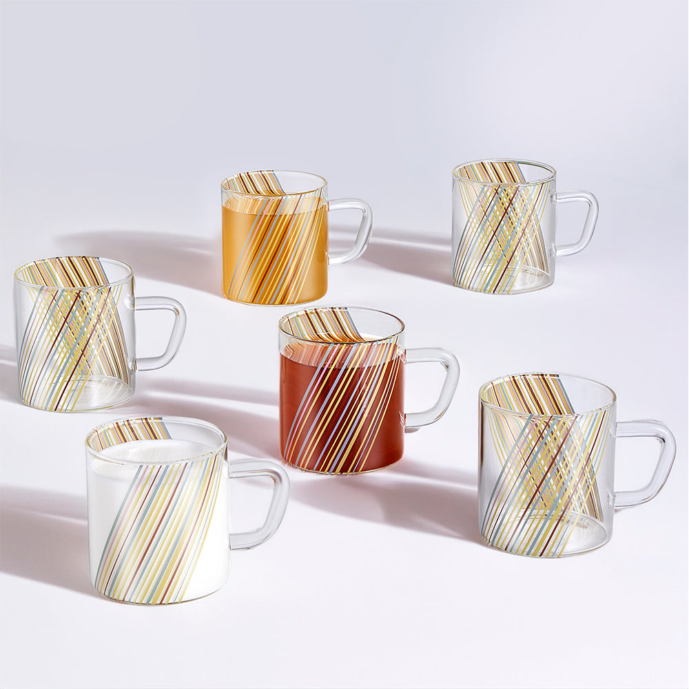 My Borosil Glass Mugs 295 ml x 6 Prism Glass Mug, Set of 6