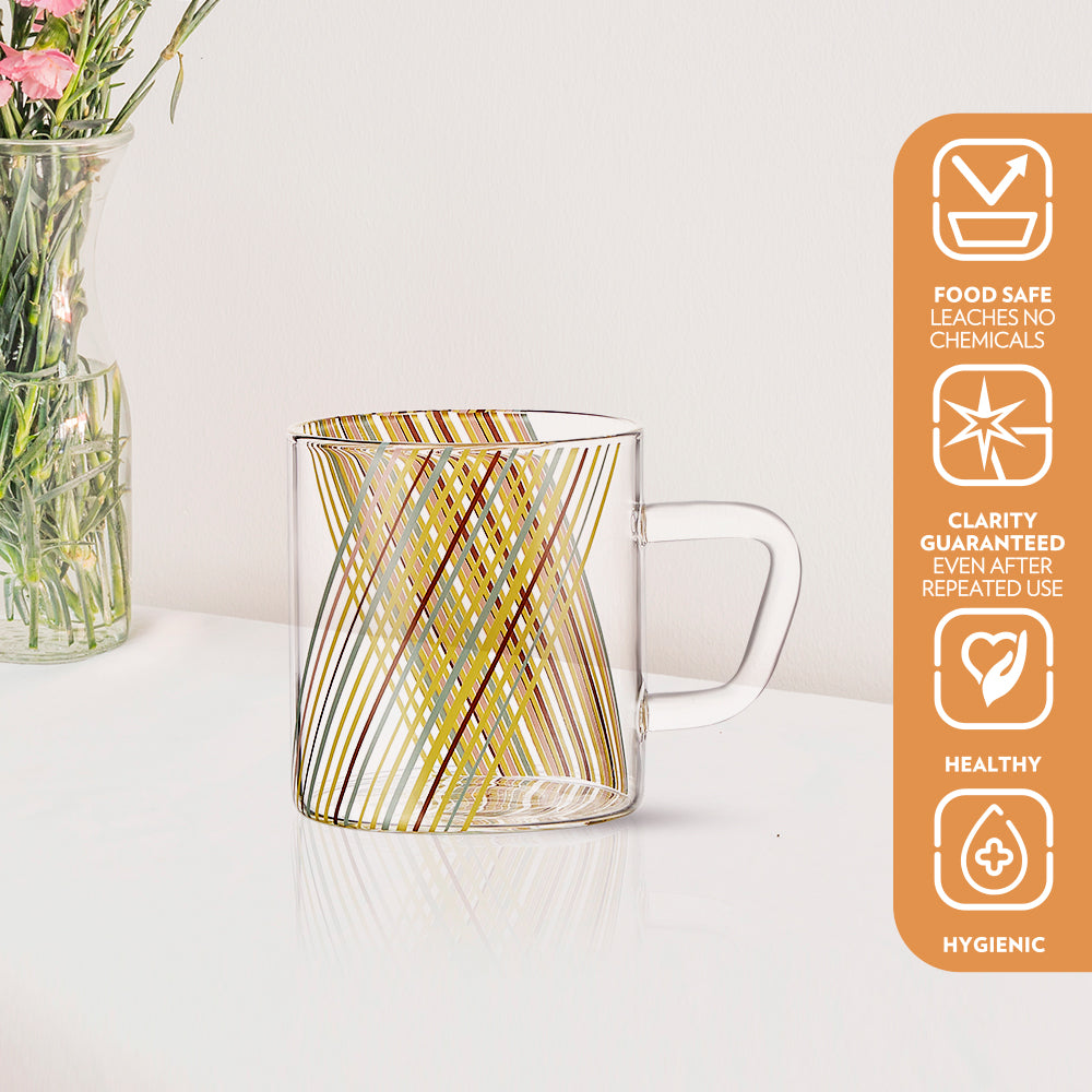 My Borosil Glass Mugs 295 ml x 6 Prism Glass Mug, Set of 6