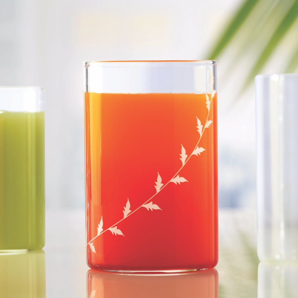 My Borosil Glass Tumblers 295 ml x 6 White Krip Glass, Set of 6