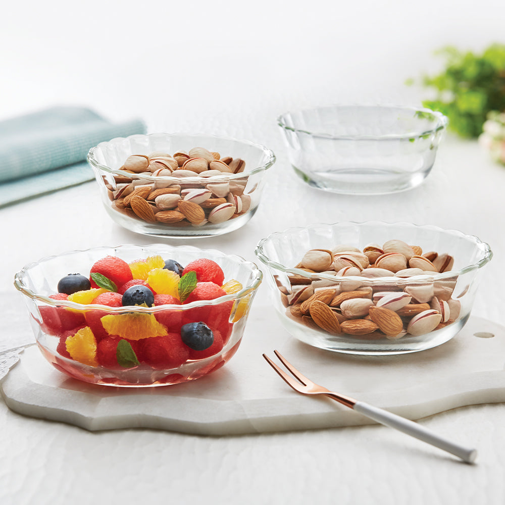My Borosil Glass Mixing & Serving Bowls 430 ml x 4 Designer Bowl, Set of 4