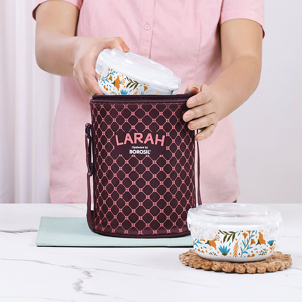 My Borosil Opal Lunchboxes 400 ml x 3 Larah by Borosil Ziva Sky Lunchbox, Set of 3