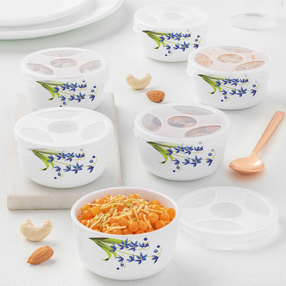 My Borosil Opalware Bowls & Katoris 12 pc Set Lavender Katori w Lid
