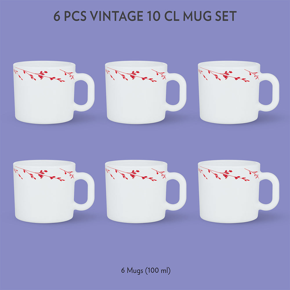 My Borosil Opalware Coffee Mugs & Travel Mugs 6 x 100 ml Vintage Mug Set