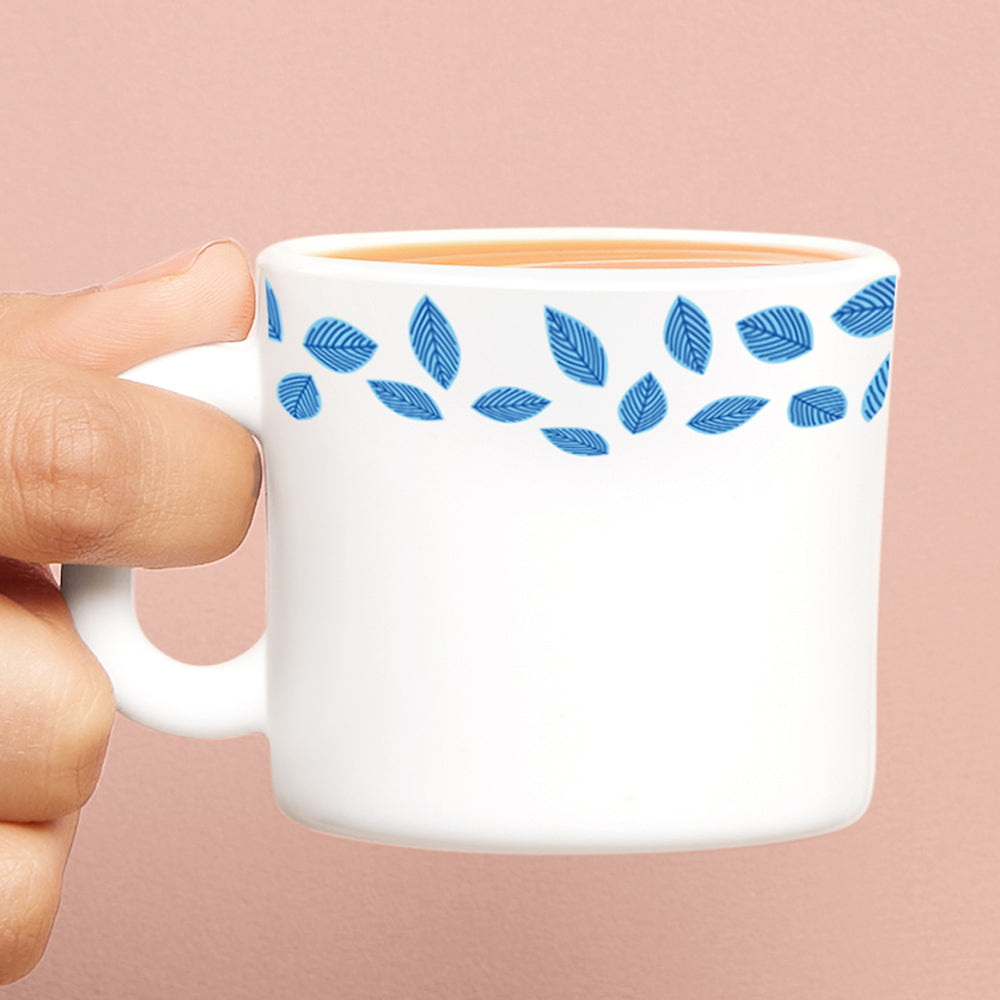 My Borosil Opalware Coffee Mugs & Travel Mugs Blue Leaves Mug Set