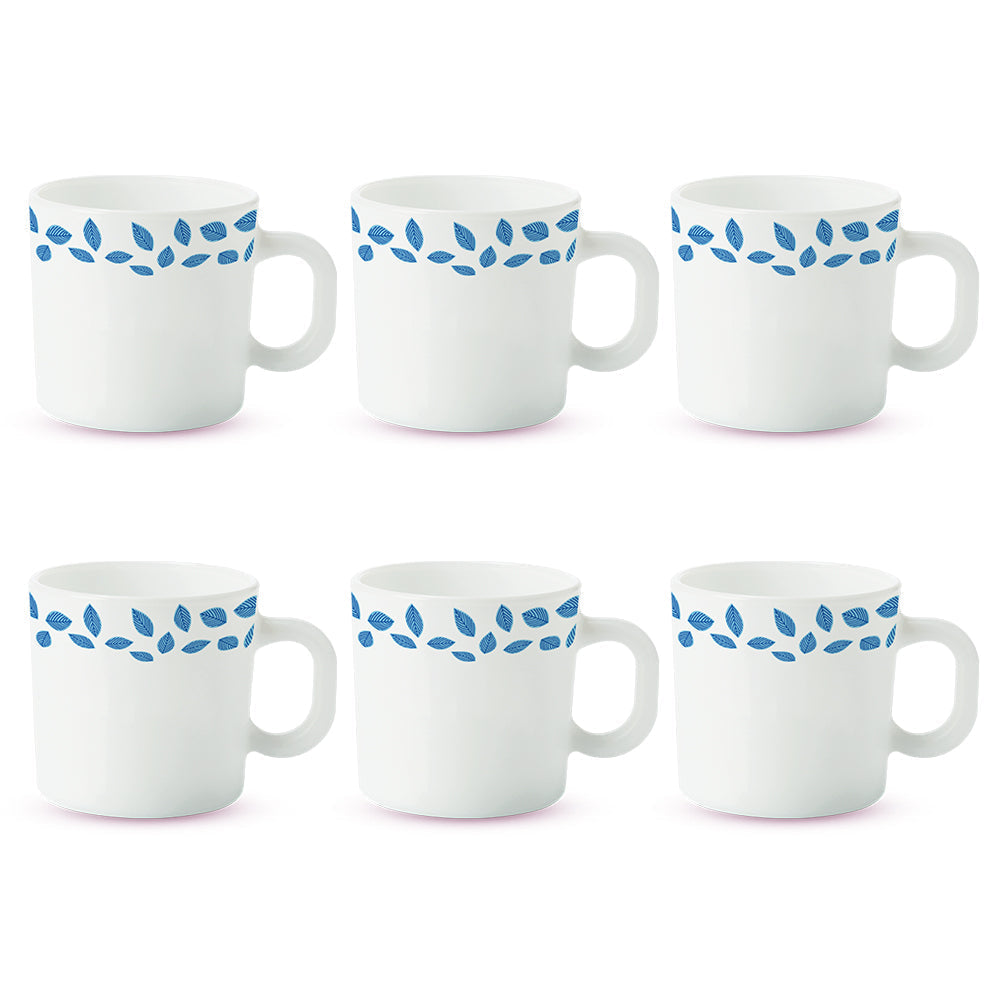 My Borosil Opalware Coffee Mugs & Travel Mugs Blue Leaves Mug Set